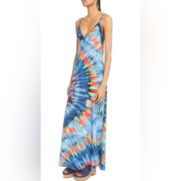 Chloe Tie Dye Silk Caftan & Maxi Slip dress Blue Multicolor Size 38 $4032 NEW - Picture 5 of 10